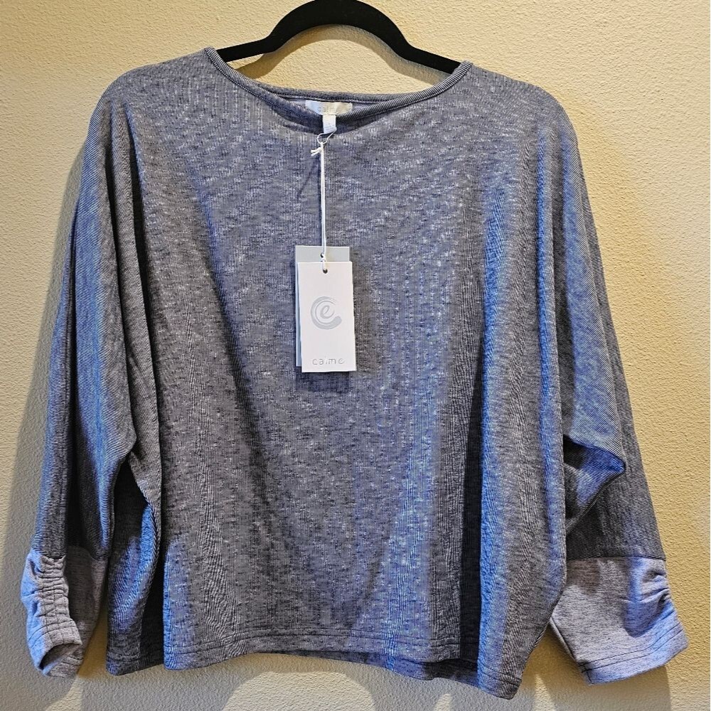 Johnny Was Blue Heathered Relaxed Crewneck Sweater - Picture 4 of 7